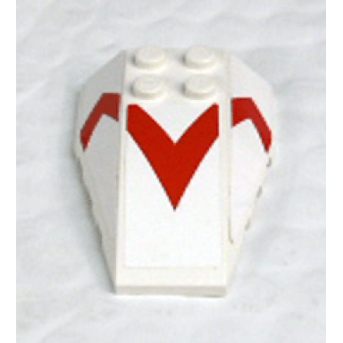 white wedge 6 x 4 triple curved with red v pattern stickers - set 8161