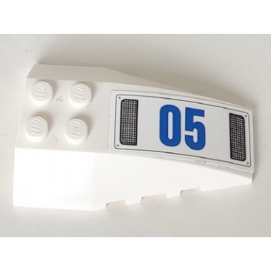 white wedge 6 x 4 triple curved with blue 05 and black grilles pattern model left side sticker - set 60166