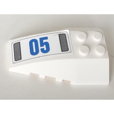 white wedge 6 x 4 triple curved with blue 05 and black grilles pattern model right side sticker - set 60166