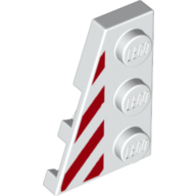wedge plate 3 x 2 left with red danger stripes pattern