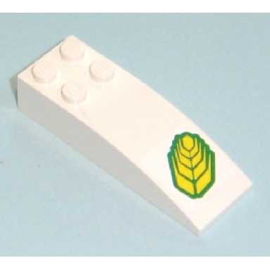 white slope curved 6 x 2 with wheat spike pattern sticker - set 7636