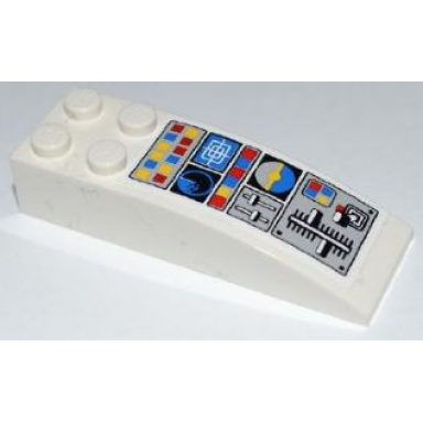 white slope curved 6 x 2 with airplane control panel pattern sticker - set 3182