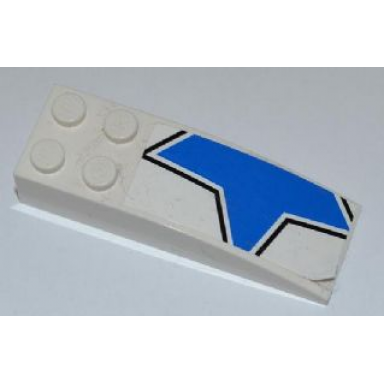 white slope curved 6 x 2 with half blue star pattern model right sticker - set 7970
