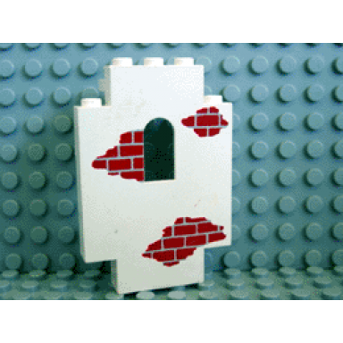 white panel 2 x 5 x 6 wall with window with red bricks scattered pattern