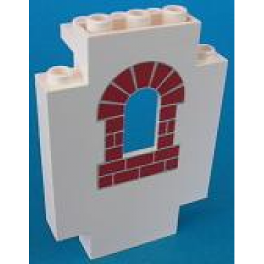 white panel 2 x 5 x 6 wall with window with red bricks window pattern