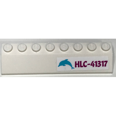 white slope 45 2 x 8 with dolphin and hlc-41317 pattern model left side sticker - set 41317
