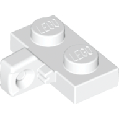 white hinge plate 1 x 2 locking with 1 finger on side without bottom groove