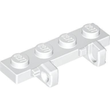 white hinge plate 1 x 4 locking dual 1 finger on side
