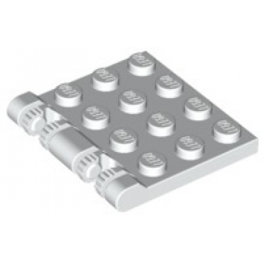 white hinge plate 3 x 4 locking dual 2 fingers