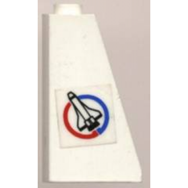 white slope 75 2 x 1 x 3 - open stud with shuttle on blue and red circle pattern model left side sticker - set 6614