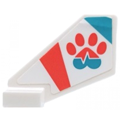 white tail shuttle small with coral and medium azure stripes paw print and heart beat pattern on both sides stickers - set 41692