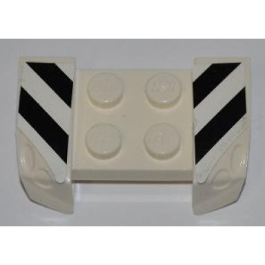white vehicle mudguard 2 x 4 with headlights overhang with black and white danger stripes pattern on both sides stickers - set 8197
