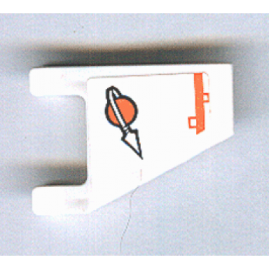 white flag 2 x 2 trapezoid with orange line and modified classic space logo pattern sticker - set 7647