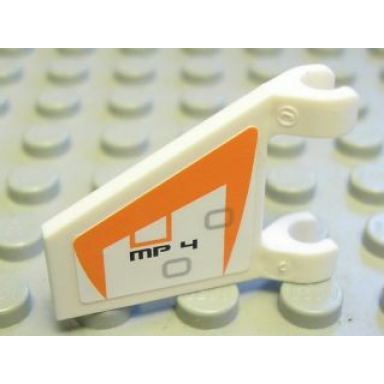 white flag 2 x 2 trapezoid with black mp 4 on orange and white background pattern model left side sticker - set 7646