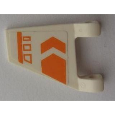 white flag 2 x 2 trapezoid with orange chevron line and symbols pattern model left side sticker - set 7693