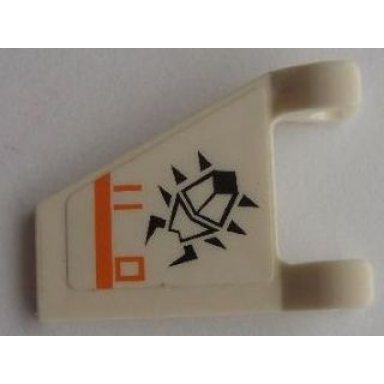 white flag 2 x 2 trapezoid with black scarab orange lines and rectangle pattern model left side sticker - set 7693