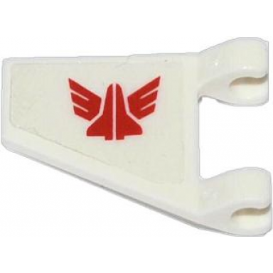 white flag 2 x 2 trapezoid with red space shuttle with wings galaxy squad logo pattern sticker - set 70702