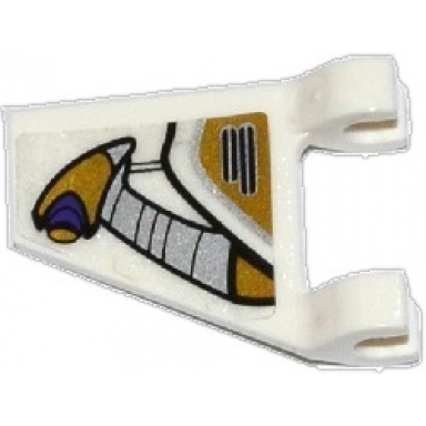 white flag 2 x 2 trapezoid with gold silver and dark purple aqua jet turbine pattern model left side sticker - set 70167