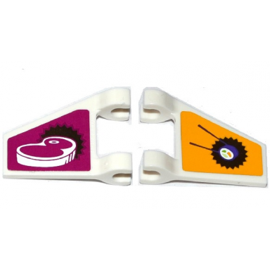 white flag 2 x 2 trapezoid with steak on magenta background sushi on bright light orange background pattern stickers - set 41118