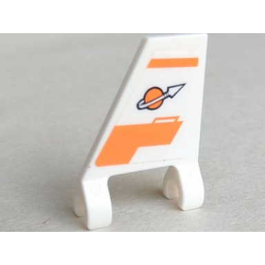 white flag 2 x 2 trapezoid with orange lines and modified classic space logo pattern model left side sticker - set 7645