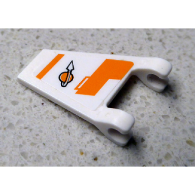white flag 2 x 2 trapezoid with orange lines and modified classic space logo pattern model right side sticker - set 7645