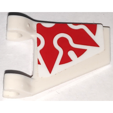 white flag 2 x 2 trapezoid with red shuriken throwing star bottom half pattern on both sides stickers - set 70675