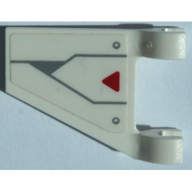 white flag 2 x 2 trapezoid with red triangle light bluish gray lines and rivets pattern model left side sticker - set 70673