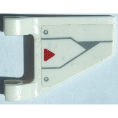 white flag 2 x 2 trapezoid with red triangle light bluish gray lines and rivets pattern model right side sticker - set 70673