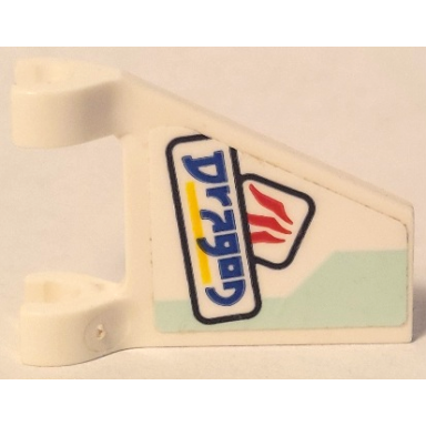 white flag 2 x 2 trapezoid with blue dragon yellow line and light aqua stripe pattern model right side sticker - set 71709