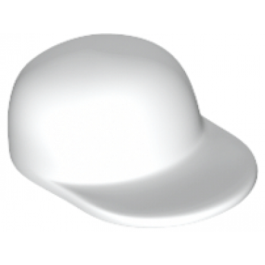 white minifigure headgear cap - long flat bill