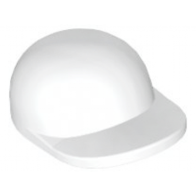 white minifigure headgear cap - short curved bill