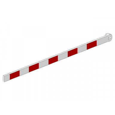 white train level crossing gate type 2 crossbar with red stripes pattern