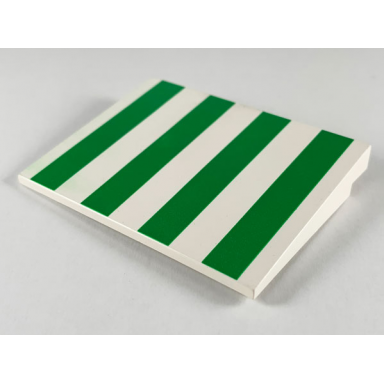 white slope 10 6 x 8 with green stripes pattern