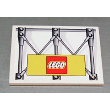 white slope 10 6 x 8 with girders and lego logo pattern sticker - set 3402