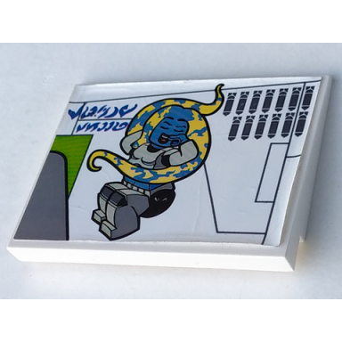 white slope 10 6 x 8 with female alien nose art pattern model left side sticker - set 7676