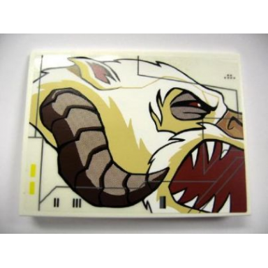white slope 10 6 x 8 with wampa face profile pattern model right side sticker - set 10195