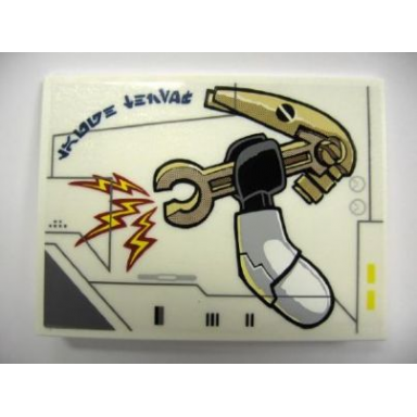 white slope 10 6 x 8 with battle droid head pattern model left side sticker - set 10195