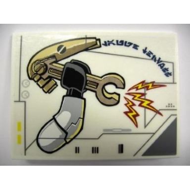 white slope 10 6 x 8 with battle droid head pattern model right side sticker - set 10195