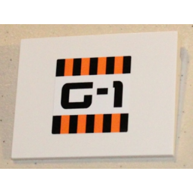white slope 10 6 x 8 with orange and black stripes and g-1 pattern sticker - set 5985