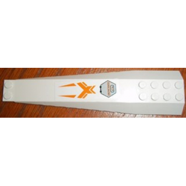 white wedge 16 x 4 triple curved with reinforcements with orange decoration and gray access panel pattern sticker - set 7692