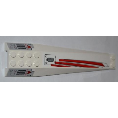 white wedge 16 x 4 triple curved with reinforcements with 3 red stripes asian characters vents and electricity danger signs pattern stickers - set 9449