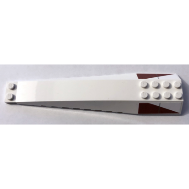 white wedge 16 x 4 triple curved with reinforcements with red and white diagonal pattern on both sides stickers - set 10215