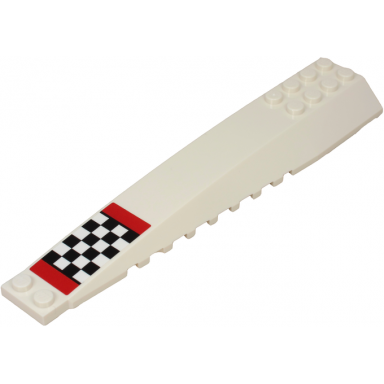 white wedge 16 x 4 triple curved with reinforcements with checkered flag and red rectangles pattern sticker - set 60260
