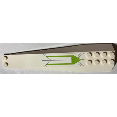 white wedge 16 x 4 triple curved with reinforcements with sw lime and dark bluish gray lines pattern sticker - set 75191