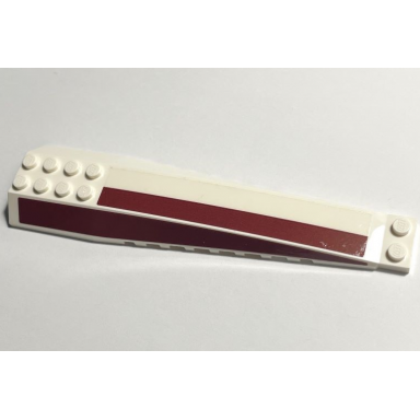white wedge 16 x 4 triple curved with reinforcements with dark red stripes pattern model left side stickers - set 75309