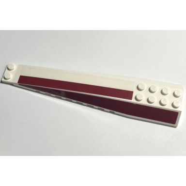 white wedge 16 x 4 triple curved with reinforcements with dark red stripes pattern model right side stickers - set 75309