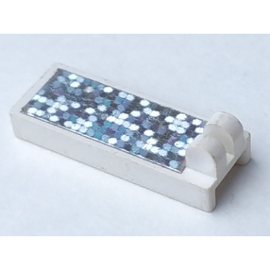 white hinge tile 1 x 2 1 2 with 2 fingers on top with glitter space panel pattern sticker - sets 5125 6339 6544