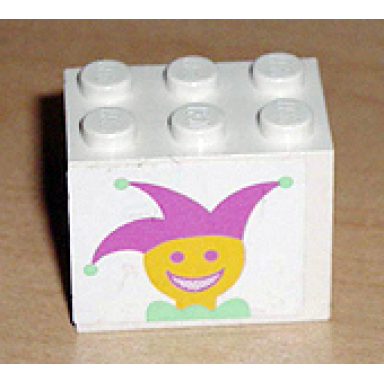 white container cupboard 2 x 3 x 2 - solid studs with smiling jester pattern sticker - set 6547