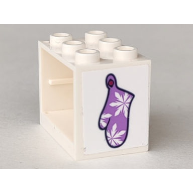 white container cupboard 2 x 3 x 2 - hollow studs with medium lavender oven mitt with snowflakes pattern sticker - set 41323