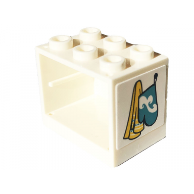 white container cupboard 2 x 3 x 2 - hollow studs with medium azure oven mitt and yellow towel pattern sticker - set 41703